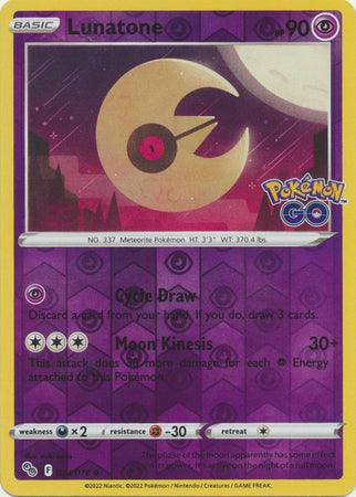 Lunatone : POKEMON GO! (Reverse holo) - 034/078 - Lockett Labs UK
