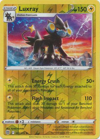 Luxray : BRILLIANT STARS (Reverse holo) - 051/172 - Lockett Labs UK