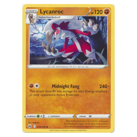 Lycanroc : CROWN ZENITH - 074/159