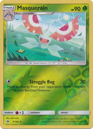 Masquerain : SUN & MOON BASE (Reverse holo) - 8/149 - Lockett Labs UK