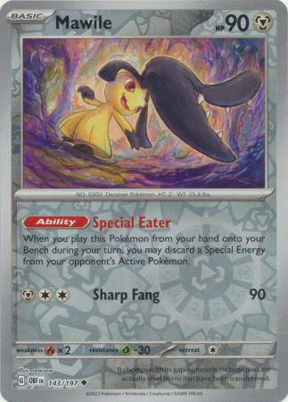 Mawile : OBSIDIAN FLAMES (Reverse holo) - 143/197