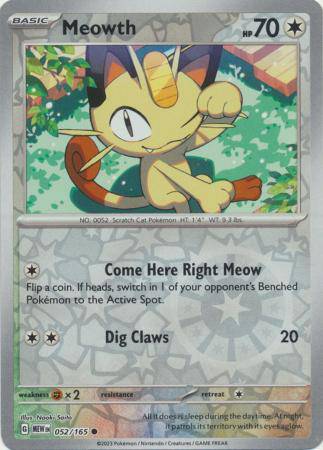Meowth : 151 (Reverse holo) - 052/165 - Lockett Labs UK