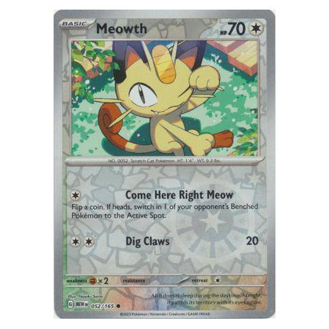 Meowth : 151 (Reverse holo) - 052/165