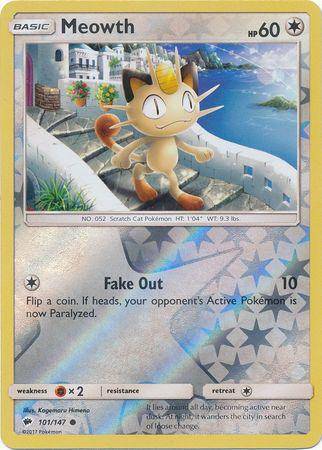 Meowth : BURNING SHADOWS (Reverse holo) - 101/147 - Lockett Labs UK
