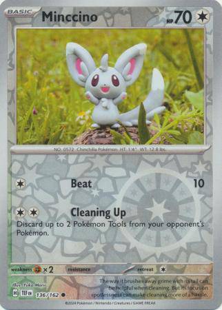 Minccino : TEMPORAL FORCES (Reverse holo) - 136/162 - Lockett Labs UK
