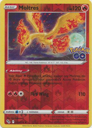 pokemon card value moltres Moltres : POKEMON GO! (Reverse holo) - 012/078
