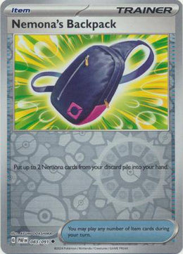 Nemona's Backpack : PALDEAN FATES (Reverse holo) - 083/091