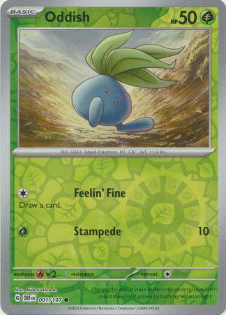 Oddish : OBSIDIAN FLAMES (Reverse holo) - 001/197 - Lockett Labs UK