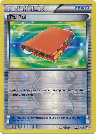 Reverse holo Pal Pad card from Lockett Labs featuring a colorful binder with a glowing background. Card number 92/106.