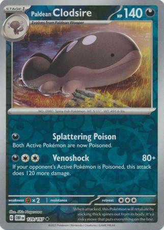 Paldean Clodsire : OBSIDIAN FLAMES (Reverse holo) - 129/197 - Lockett Labs UK
