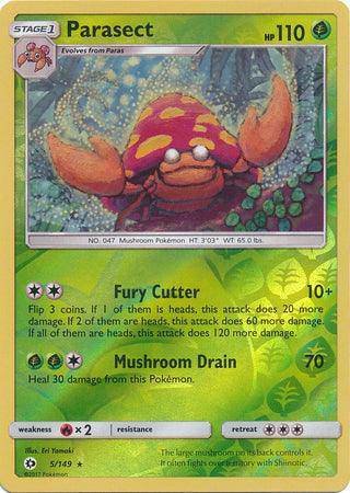 Parasect : SUN & MOON BASE (Reverse holo) - 5/149 - Lockett Labs UK