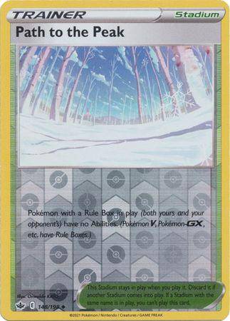 Lockett Labs Path to the Peak: CHILLING REIGN (Reverse holo) card featuring a scenic snowy landscape and game rules. 148/198.