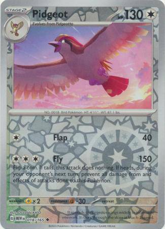 Pidgeot : 151 (Reverse holo) - 018/165 - Lockett Labs UK