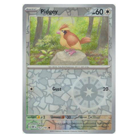 Pidgey : OBSIDIAN FLAMES (Reverse holo) - 162/197