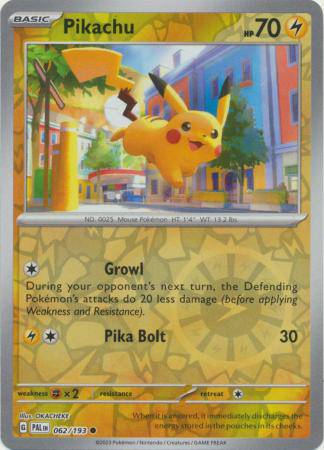 Pikachu : PALDEA EVOLVED (Reverse holo) - 062/193 - Lockett Labs UK
