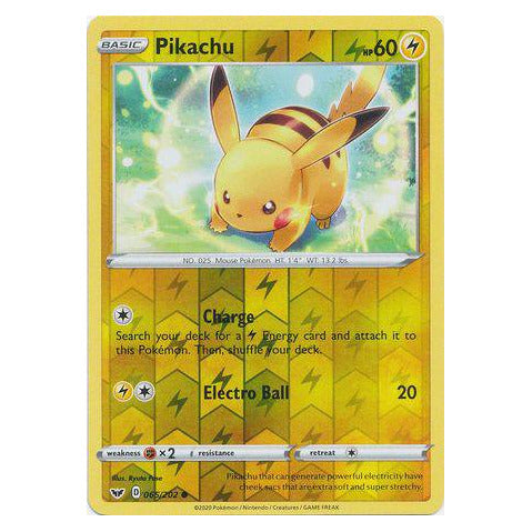 Pikachu : SWORD & SHIELD BASE (Reverse holo) - 065/202