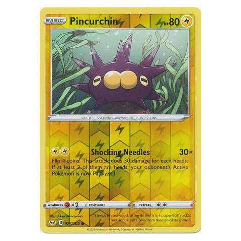 Pincurchin : SWORD & SHIELD BASE (Reverse holo) - 077/202