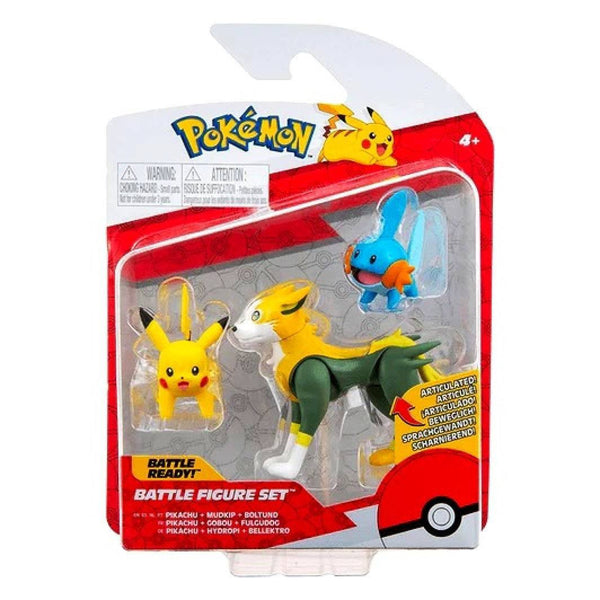Pokemon : 3-pack Battle Figure - Boltund, Pikachu, Mudkip