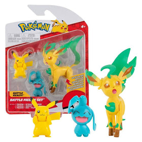 Pokemon Pikachu, Wynaut & Leafeon Battle Figures
