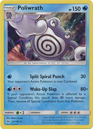 Poliwrath : SUN & MOON BASE (Holo) - 32/149 - Lockett Labs UK