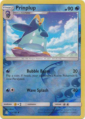 Lockett Labs Prinplup: ULTRA PRISM (Reverse holo) card featuring a penguin-like Pokémon with blue and green colors, set again