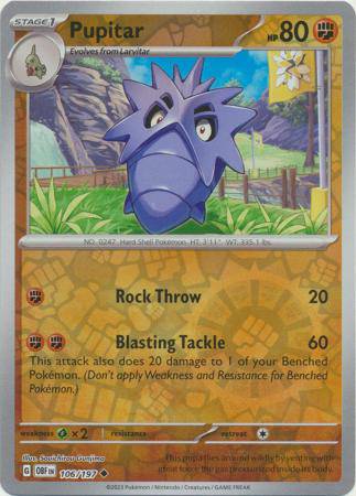 Pupitar : OBSIDIAN FLAMES (Reverse holo) - 106/197 - Lockett Labs UK