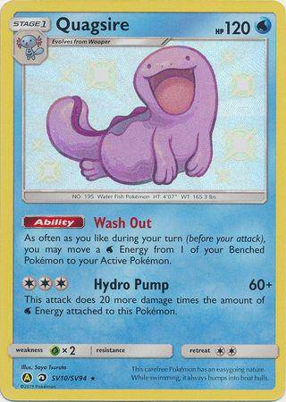 Lockett Labs Quagsire card from HIDDEN FATES, featuring a playful purple Pokémon with HP 120 and abilities listed.