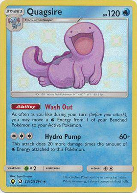 Lockett Labs Quagsire card from HIDDEN FATES, featuring a playful purple Pokémon with HP 120 and abilities listed.