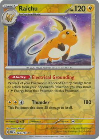 Raichu : 151 (Reverse holo) - 026/165 - Lockett Labs UK