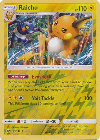 Raichu : BURNING SHADOWS (Reverse holo) - 41/147 - Lockett Labs UK