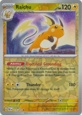 Raichu : PALDEAN FATES (Reverse holo) - 019/091