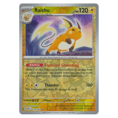 Raichu : PALDEAN FATES (Reverse holo) - 019/091