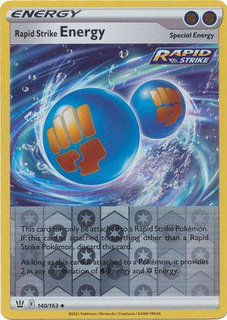 Reverse holo Rapid Strike Energy card from Lockett Labs, featuring blue orbs with fists and special energy details.