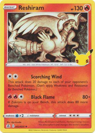 Reshiram : CELEBRATIONS (Holo) - 002/025 - Lockett Labs UK