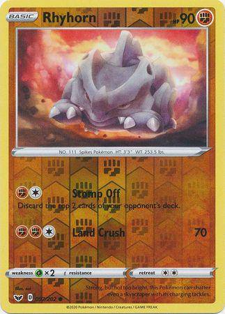 Rhyhorn : SWORD & SHIELD BASE (Reverse holo) - 097/202 - Lockett Labs UK
