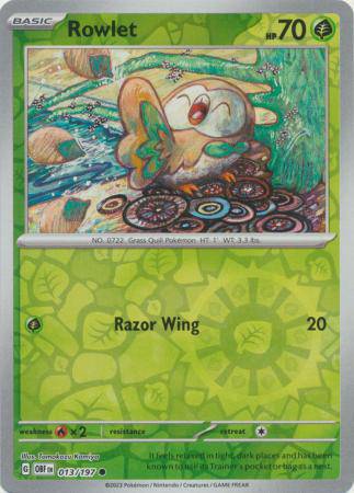 Rowlet : OBSIDIAN FLAMES (Reverse holo) - 013/197