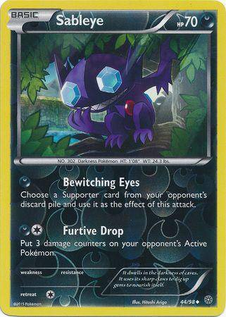 Sableye: ANCIENT ORIGINS (Reverse holo) card featuring a dark, mischievous Pokémon with special attack details. Card number 4