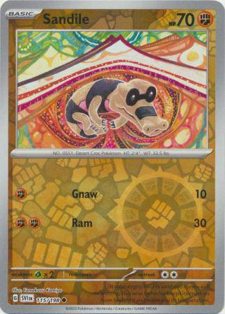 Sandile : SCARLET & VIOLET BASE (Reverse holo) - 115/198