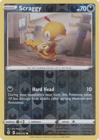 Scraggy : EVOLVING SKIES (Reverse holo) - 098/203 - Lockett Labs UK