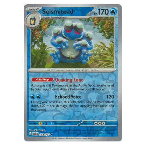 Seismitoad : OBSIDIAN FLAMES (Reverse holo) - 052/197