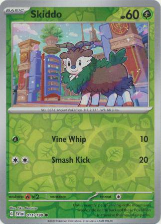 Skiddo : SCARLET & VIOLET BASE (Reverse holo) - 011/198 - Lockett Labs UK