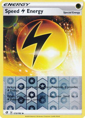 Speed L Energy: REBEL CLASH (Reverse holo) card featuring a lightning bolt symbol and special energy effects. 173/192.