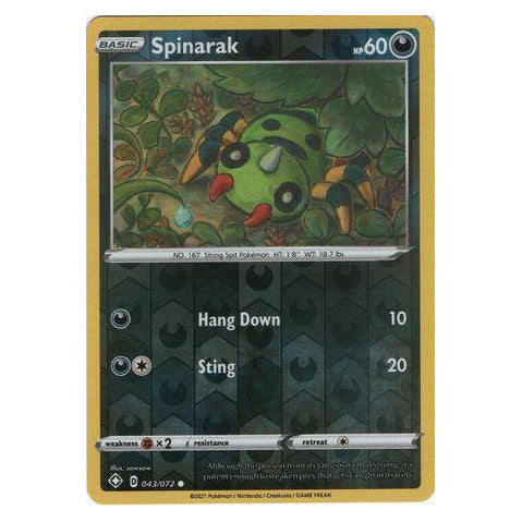 Spinarak : SHINING FATES (Reverse holo) - 043/072