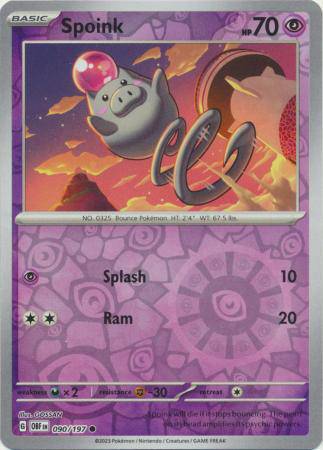 Spoink : OBSIDIAN FLAMES (Reverse holo) - 090/197 - Lockett Labs UK