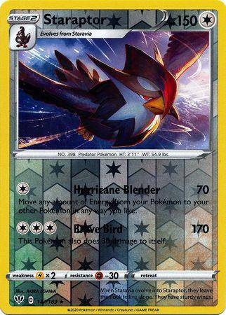 Lockett Labs Staraptor: DARKNESS ABLAZE (Reverse holo) card featuring a bird Pokémon with stats and moves listed.