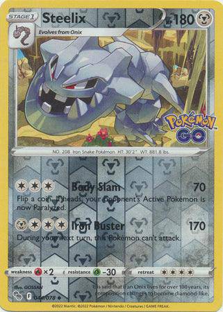 Steelix : POKEMON GO! (Reverse holo) - 044/078 - Lockett Labs UK