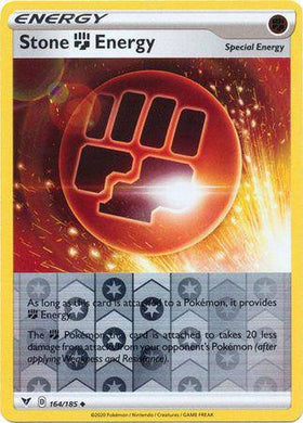 Lockett Labs Stone F Energy card, VIVID VOLTAGE, reverse holo, featuring a bold fist symbol and special energy effects.