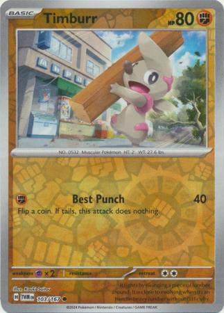 Timburr : TWILIGHT MASQUERADE (Reverse holo) - 103/167 - Lockett Labs UK