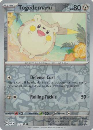 Togedemaru : OBSIDIAN FLAMES (Reverse holo) - 151/197 - Lockett Labs UK