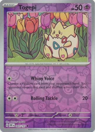 Togepi : OBSIDIAN FLAMES (Reverse holo) - 083/197 - Lockett Labs UK